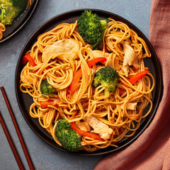 Simply Asia cold noodle salad plated with vegetables for quick meals