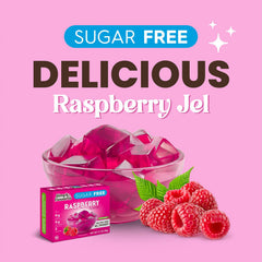 Simply Delish close-up of Jel texture showing smooth raspberry gel benefit