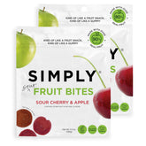 Simply Fruit Bites front packaging showing sour cherry and apple flavor benefit