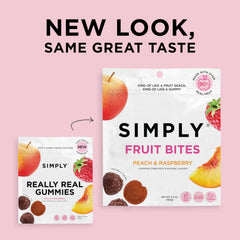SIMPLY Fruit Bites back label and nutrition panel, showing clean ingredient transparency