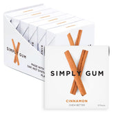 Simply Gum front packaging showing cinnamon flavor and eco benefit