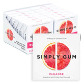 Simply Gum front packaging showing 12-pack, clear plastic-free benefit