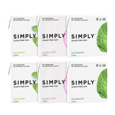 Simply Gum front packaging showing flavors and plastic-free message for clarity