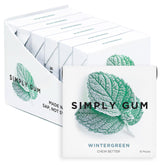 Simply Gum wintergreen front packaging showing natural plastic-free benefits