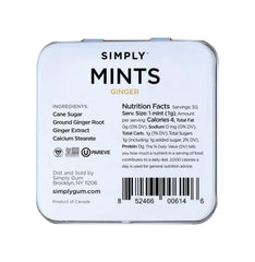 SIMPLY Mints open tin top view revealing fresh ginger mints for freshness on-the-go