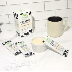 Simply Natural sachet being poured into coffee to show quick creamy sweetness