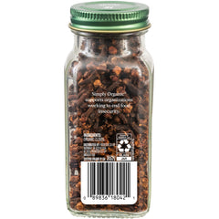 Simply Organic glass jar close-up highlighting whole cloves and freshness retention benefit