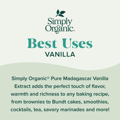 Simply Organic amber bottle and label close-up, preserves vanilla freshness for longer