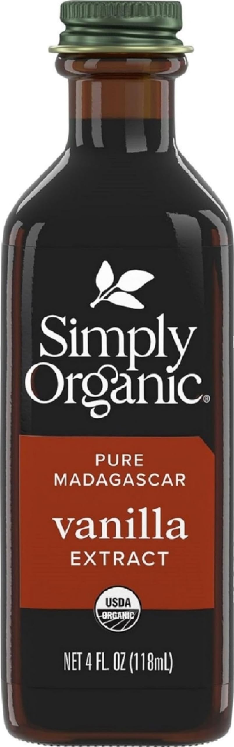 Simply Organic front packaging showing 4 oz glass jar and label, highlights organic benefit