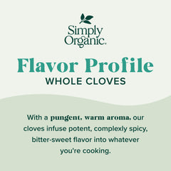 Simply Organic whole cloves texture close-up showing intact buds and rich aroma benefit