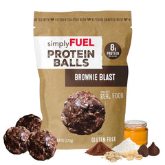 simplyFUEL front pouch showing Brownie Blast label and easy grab convenience