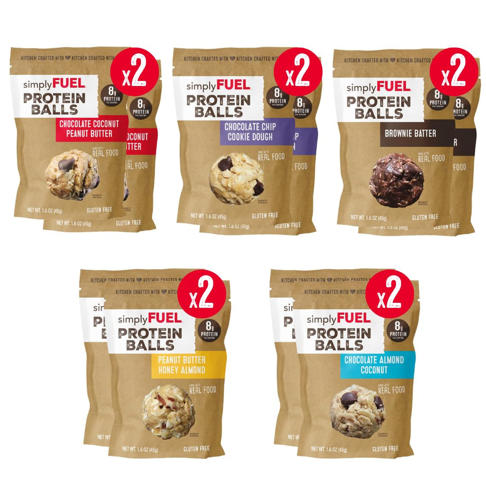 simplyFUEL front packaging showing resealable variety pack and nutrition benefits