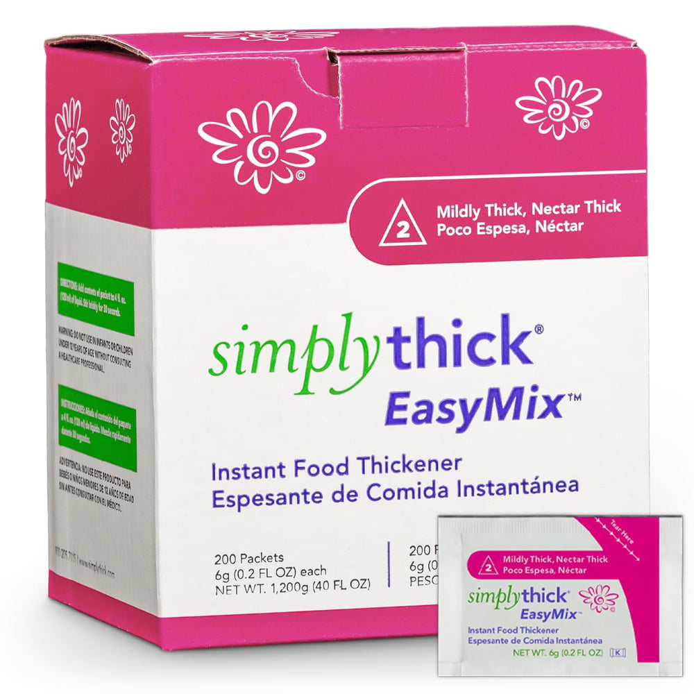 SimplyThick front packaging showing 200 packets and benefits