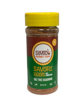 Simtol Foods front label showing Savory Roots jar and clear branding, highlights flavor