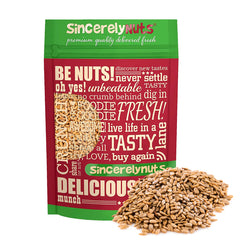 Sincerely Nuts front of bag showing 2 lb packaging and product label benefit ready-to-eat convenience