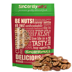 Sincerely Nuts front packaging showing 2 lb resealable bag and label benefits