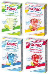 SINGLES TO GO! front packaging showing four flavors and portability benefit