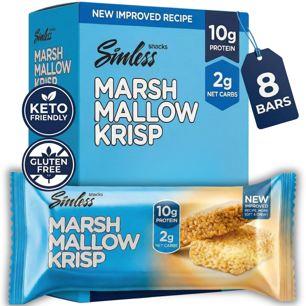 Sinless Snacks front packaging showing product and low‑carb benefit
