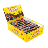 Sixlets front tube display box showing colorful tubes and easy grab benefit