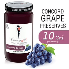 Skinnygirl jar opened revealing glossy grape spread and easy scooping benefit