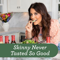 Skinnygirl bottle top and label detail showing serving instructions and seal