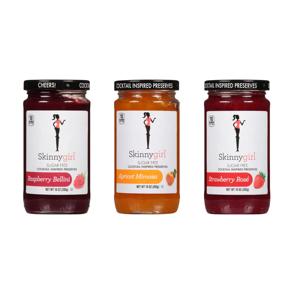 Skinnygirl front packaging showing three jars and flavor variety benefit
