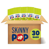SKINNYPOP front packaging showing case and branding, clear pantry-ready storage benefit