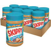 SKIPPY creamy peanut butter front packaging showing brand and jar benefit