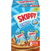 SKIPPY front packaging of squeeze packs showing serving count and convenience