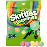 Skittles front packaging showing bright sour gummy bags and brand appeal