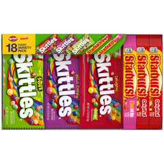 Skittles and Starburst open box contents showing assorted full-size pieces
