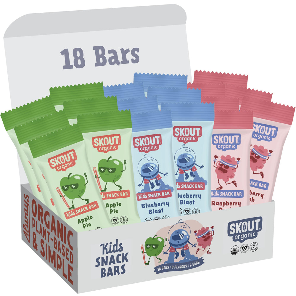 Skout Organic front packaging showing 18-count variety pack and benefits