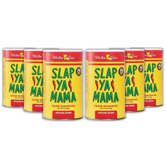 Slap Ya Mama front canister showing brand and size for pantry convenience