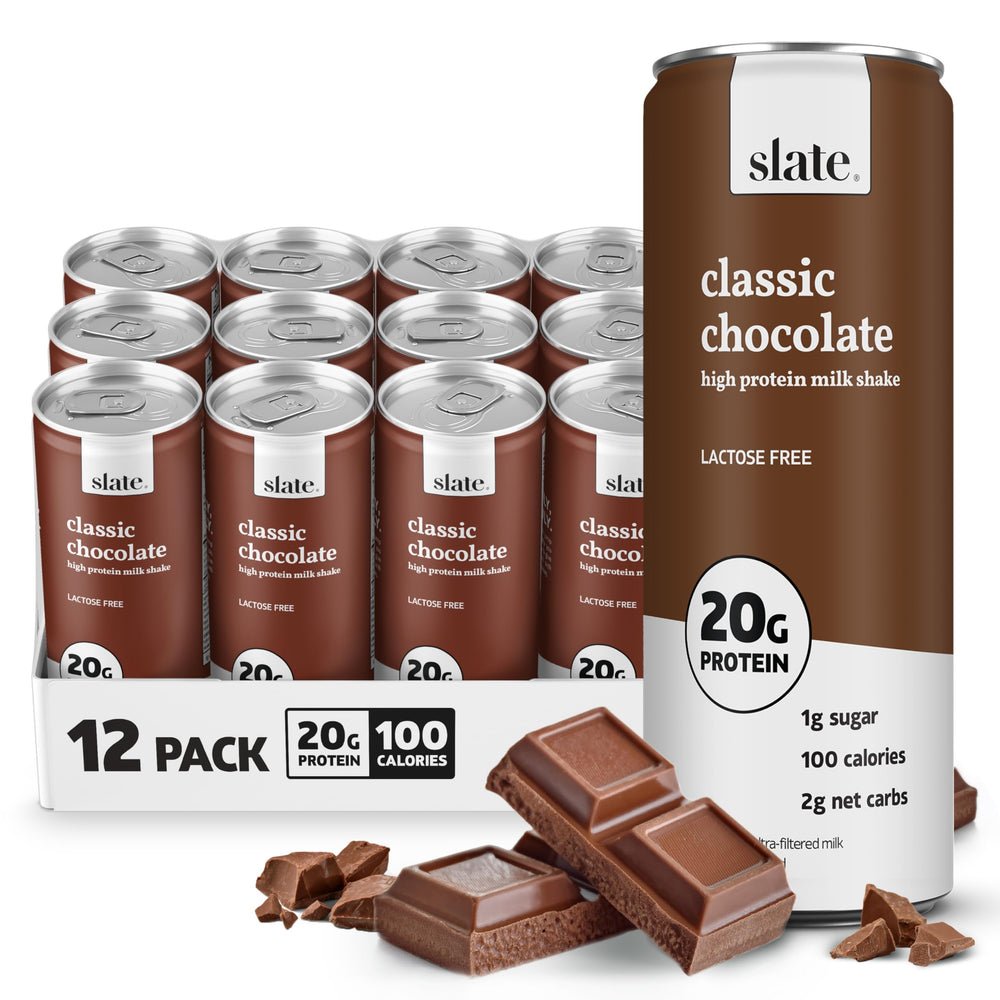 Slate front packaging showing 12-can box and clear branding for convenient storage