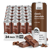 Slate front packaging of 24-can pack showing nutrition and benefits