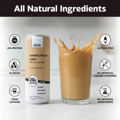 Slate Sweet Cream Latte side label with nutrition facts and ingredients for informed choice