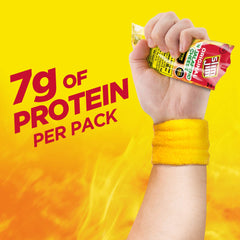 Slim Jim jalapeno cheese end view revealing spicy flecks and creamy contrast