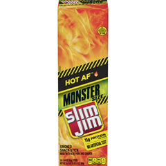 Slim Jim front packaging showing bold Hot AF branding and box benefit