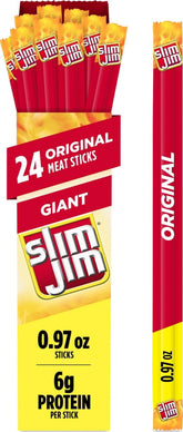 Slim Jim front packaging showing 24-count box and bold branding for quick identification