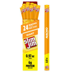 Slim Jim front packaging showing 24-count Giant Nacho sticks and convenience