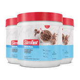 SlimFast front packaging shows creamy milk chocolate flavor and benefits