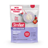 SlimFast front packaging showing Triple Berry Vanilla and servings, convenient meal option