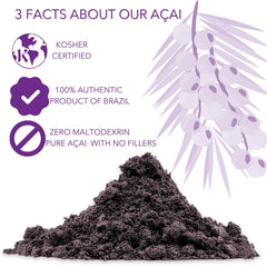 Slofoodgroup acai powder next to measuring spoon for portion and convenience
