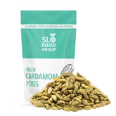 Slofoodgroup front packaging showing 16 oz cardamom pods, clear labeling benefit freshness