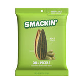 SMACKIN' front bag packaging showing dill pickle flavor and easy pour seal for freshness