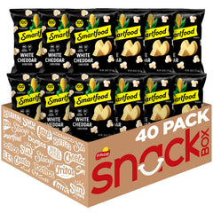 Smartfood front packaging showing white cheddar snack convenience and flavor