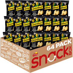 Smartfood front packaging showing brand and white cheddar flavor for quick identification and convenience