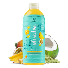 Smartfruit front packaging showing vibrant star passion mango and benefit of real juice