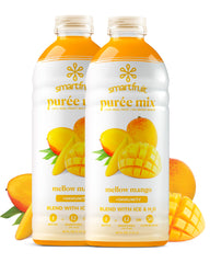Smartfruit bottle front packaging showing mellow mango blend and benefits