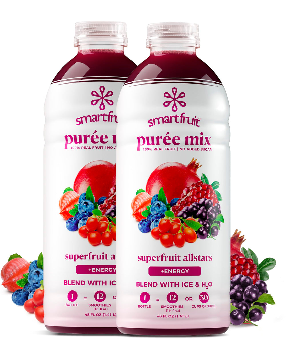 Smartfruit front packaging showing label and bottle clarity, highlights natural ingredients